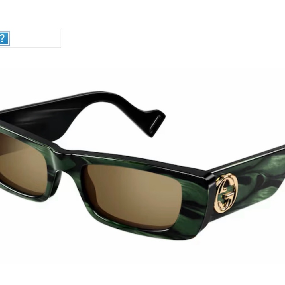 Gucci Dark Green Rectangular Sunglasses GG0516S - Picture 9 of 9